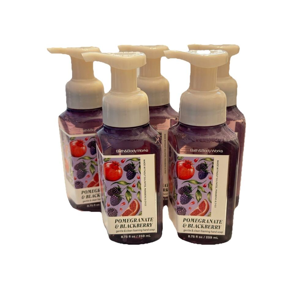 5 X Bath & Body Works POMEGRANATE & BLACKBERRY Gentle Foaming Hand Soap 8.75oz